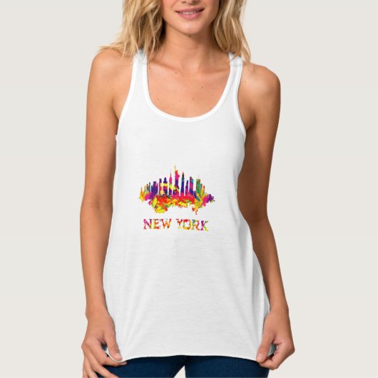 New York City skyline helder kleurrijk Tanktop (Voorkant)