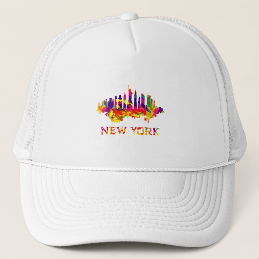 New York City skyline helder kleurrijk Trucker Pet (Voorkant)