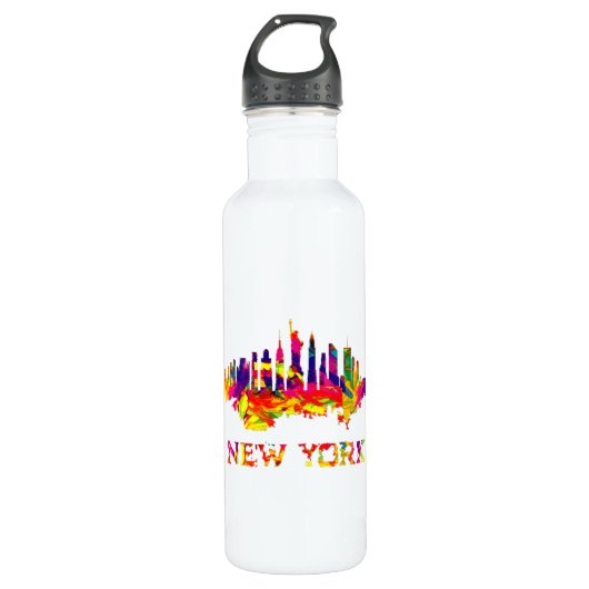 New York City skyline helder kleurrijk Waterfles (Voorkant)