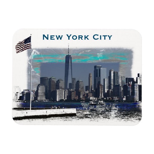 New York City Skyline Illustratie Magneet (Horizontaal)