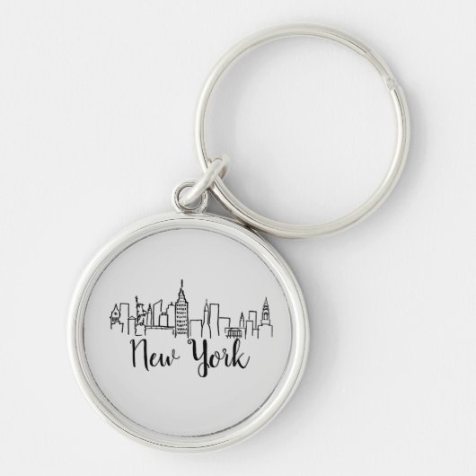 New York City Skyline Illustratie Sleutelhanger (Voorkant)