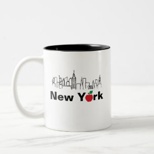 New York City Skyline Illustratie Tweekleurige Koffiemok
