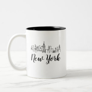 New York City Skyline Illustratie Tweekleurige Koffiemok