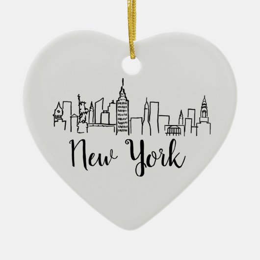 New York City Skyline Illustration Ornament (Voorkant)