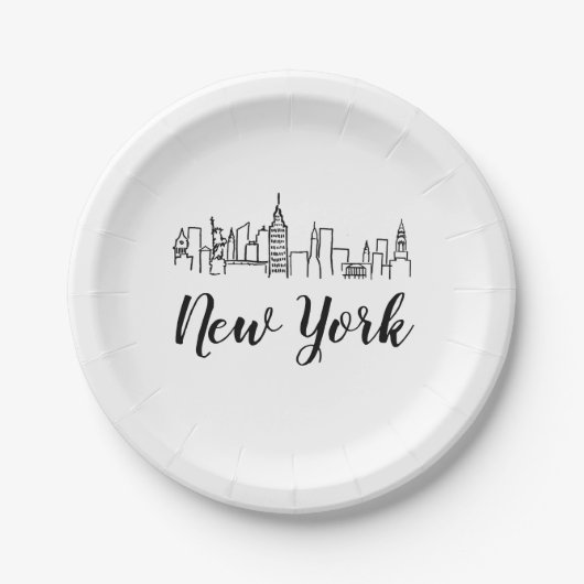 New York City Skyline Illustration Papieren Bordje (Voorkant)