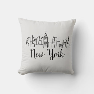 New York City Skyline Illustration Pillow Kussen