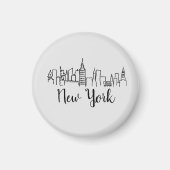 New York City Skyline Illustration Pillow Magneet (Voorkant)