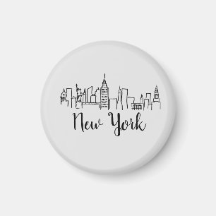 New York City Skyline Illustration Pillow Magneet