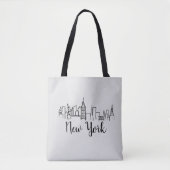 New York City Skyline Illustration Pillow Tote Bag (Voorkant)
