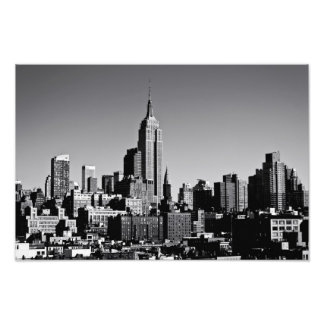 New York City Skyline in Black en White Foto Afdruk