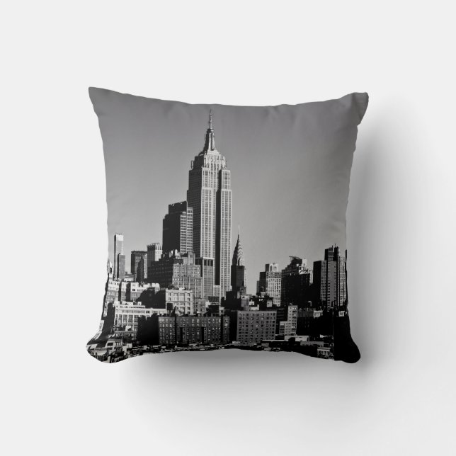 New York City Skyline in Black en White Kussen (Voorkant)