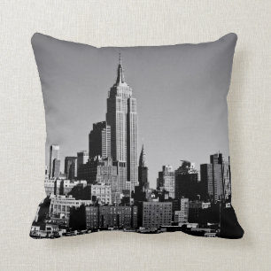 New York City Skyline in Black en White Kussen