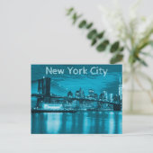 New York City Skyline in Blue Briefkaart (Staand voorkant)