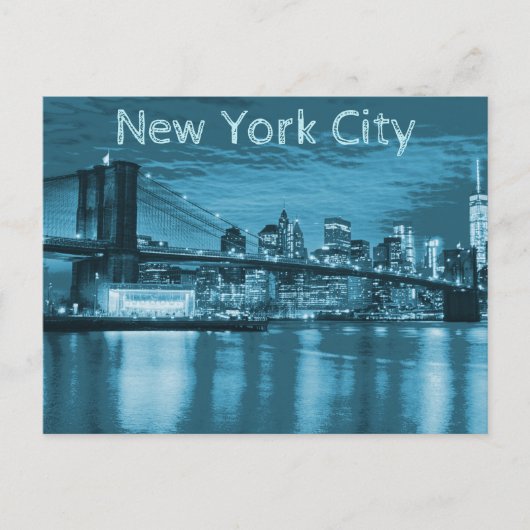 New York City Skyline in Blue Briefkaart (Voorkant)