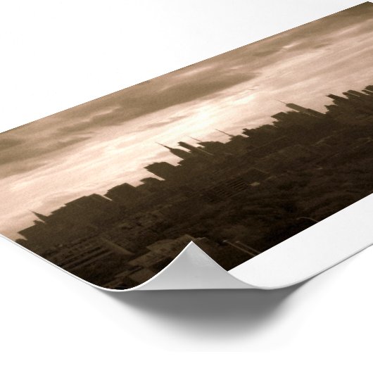 New York City Skyline in Sepia Tones Poster (Hoek)