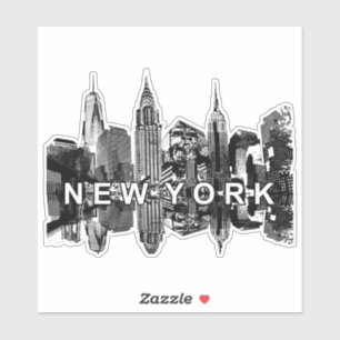 New York City skyline in zwarte inkt Sticker