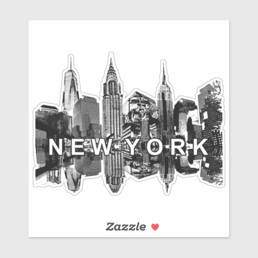 New York City skyline in zwarte inkt Sticker (Vel)