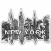 New York City skyline in zwarte inkt Sticker (Voorkant)