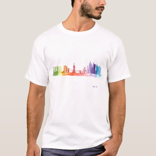 NEW YORK CITY skyline kleurrijke waterverf moderne T-shirt (Voorkant)