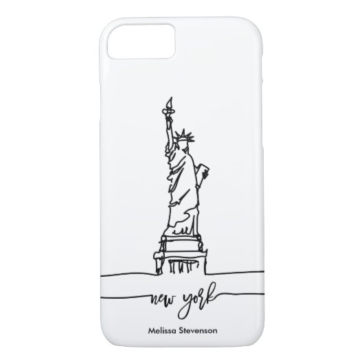 New York City Skyline Lady Liberty Statue Case-Mate iPhone Case (Achterkant)