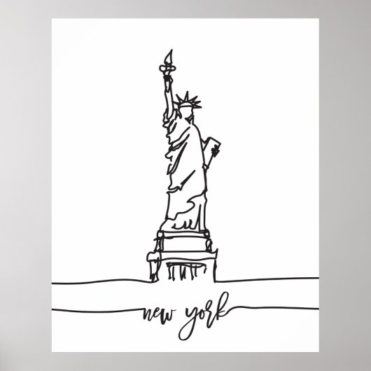 New York City Skyline Lady Liberty Statue Poster (Voorkant)