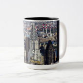 New York City Skyline Landschap Tweekleurige Koffiemok (Voorkant rechts)
