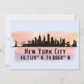 New York City Skyline Latitude en Lengtegraad Kaart (Voorkant)