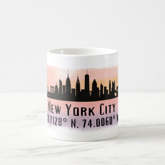 New York City Skyline Latitude en Lengtegraad Koffiemok (Center)