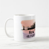 New York City Skyline Latitude en Lengtegraad Koffiemok (Links)