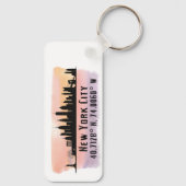 New York City Skyline Latitude en Lengtegraad Sleutelhanger (Achterkant)