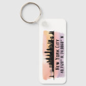 New York City Skyline Latitude en Lengtegraad Sleutelhanger (Voorkant)