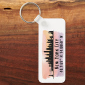 New York City Skyline Latitude en Lengtegraad Sleutelhanger (Voorkant)
