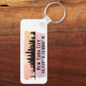 New York City Skyline Latitude en Lengtegraad Sleutelhanger (Achterkant)