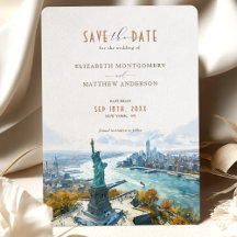 New York City Skyline Liberty Save-the-Date