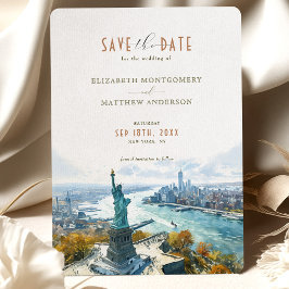 New York City Skyline Liberty Save-the-Date Kaart