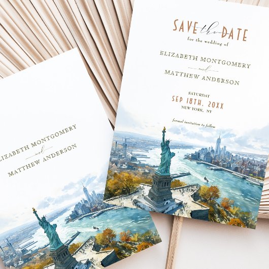 New York City Skyline Liberty Save-the-Date Kaart