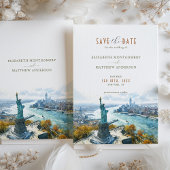 New York City Skyline Liberty Save-the-Date Kaart