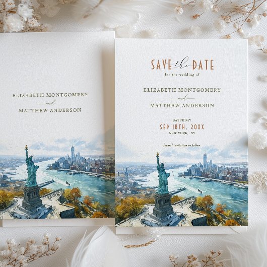 New York City Skyline Liberty Save-the-Date Kaart