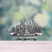 New York City Skyline Line Art Illustration Acryl Bord (Neutraal)