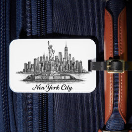 New York City Skyline Line Art Illustration Bagagelabel