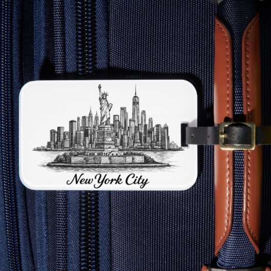 New York City Skyline Line Art Illustration Bagagelabel (Voorkant Insitu 4)