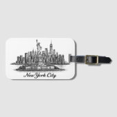 New York City Skyline Line Art Illustration Bagagelabel (Voorkant (horizontaal))