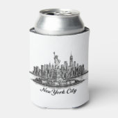 New York City Skyline Line Art Illustration Blikjeskoeler (Blikje Voorkant)
