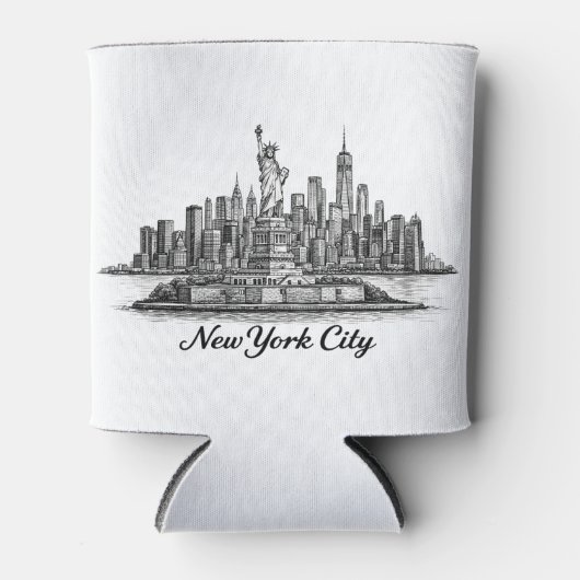 New York City Skyline Line Art Illustration Blikjeskoeler (Voorkant)