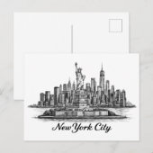New York City Skyline Line Art Illustration Briefkaart (Voorkant / Achterkant)