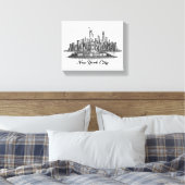 New York City Skyline Line Art Illustration Canvas Afdruk (Insitu (Slaapkamer))