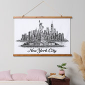 New York City Skyline Line Art Illustration Hangend Wandkleed (Slaapkamer)