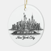 New York City Skyline Line Art Illustration Keramisch Ornament (Links)