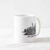 New York City Skyline Line Art Illustration Koffiemok (Voorkant rechts)