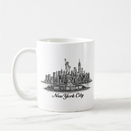 New York City Skyline Line Art Illustration Koffiemok